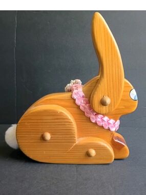Wooden Rabbit Easter Farm Animal Figurine